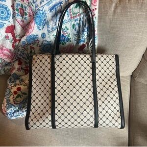 Steve Madden Cream Patterned Tote with Black Trim